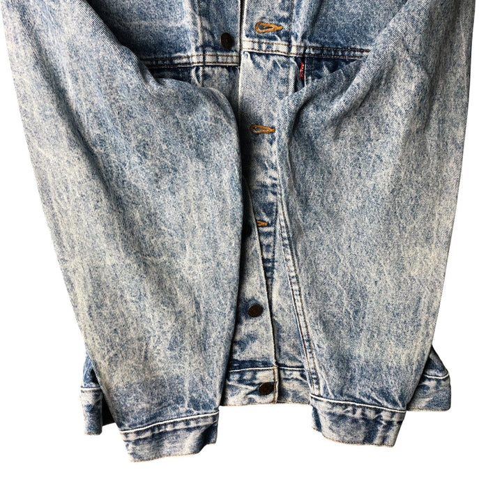 90'S Levi's 70507-0219 Chemical Wash Denim Jacket, Made in USA, Men's Size Medium, Vintage cotton blue type Vintage Second Hand