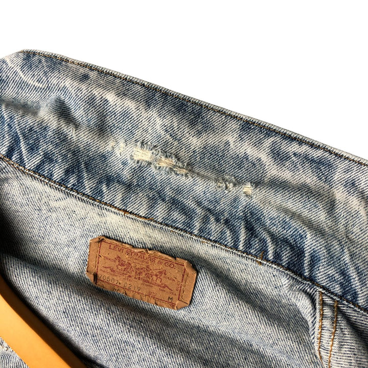 90'S Levi's 70507-0219 Chemical Wash Denim Jacket, Made in USA, Men's Size Medium, Vintage cotton blue type Vintage Second Hand