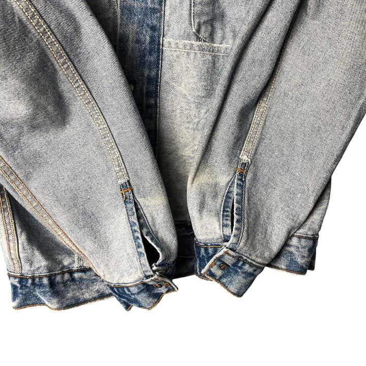 90'S Levi's 70507-0219 Chemical Wash Denim Jacket, Made in USA, Men's Size Medium, Vintage cotton blue type Vintage Second Hand