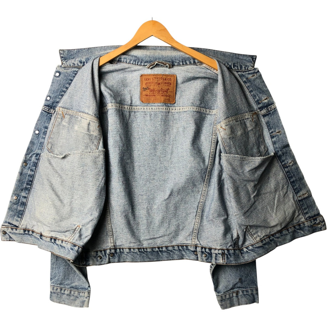 Vintage 1990'S Levi's 70598-4891 Large Patch Denim Jacket, Men's Size L unclear blue type Vintage Second Hand