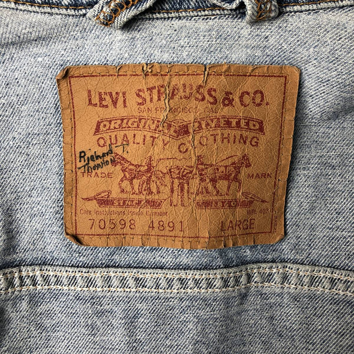 Vintage 1990'S Levi's 70598-4891 Large Patch Denim Jacket, Men's Size L unclear blue type Vintage Second Hand