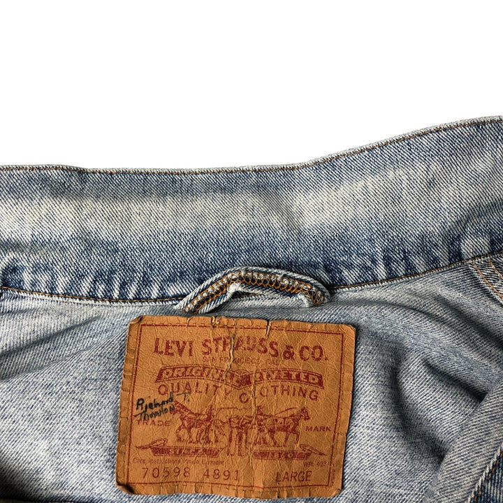 Vintage 1990'S Levi's 70598-4891 Large Patch Denim Jacket, Men's Size L unclear blue type Vintage Second Hand
