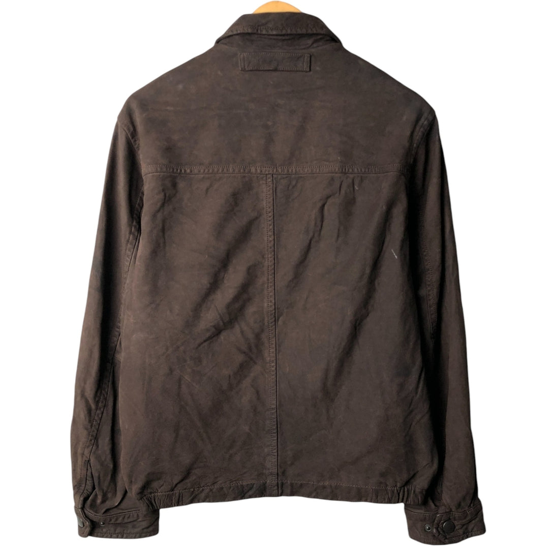 2000'S - NAUTICA Swing Top Leather Blouson, Men's Size M genuine leather brown type Vintage Second Hand