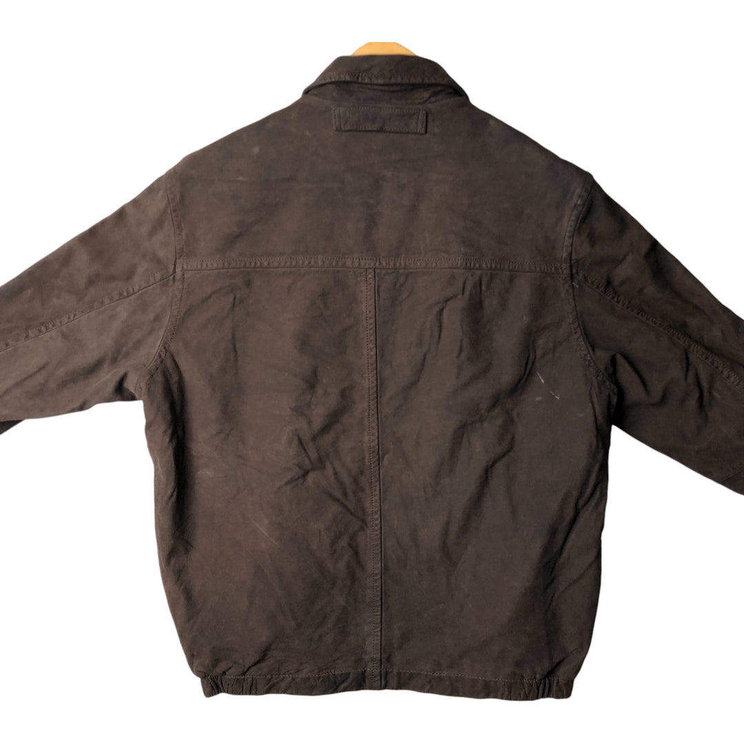 2000'S - NAUTICA Swing Top Leather Blouson, Men's Size M genuine leather brown type Vintage Second Hand