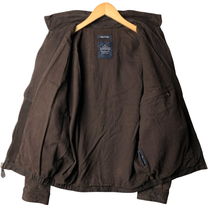 2000'S - NAUTICA Swing Top Leather Blouson, Men's Size M genuine leather brown type Vintage Second Hand