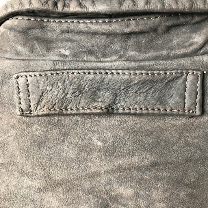 2000'S - NAUTICA Swing Top Leather Blouson, Men's Size M genuine leather brown type Vintage Second Hand