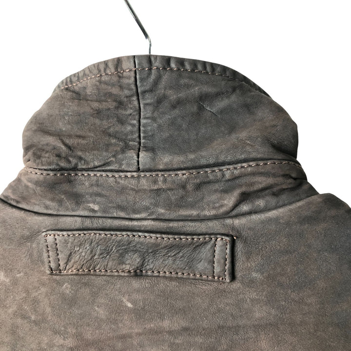 2000'S - NAUTICA Swing Top Leather Blouson, Men's Size M genuine leather brown type Vintage Second Hand