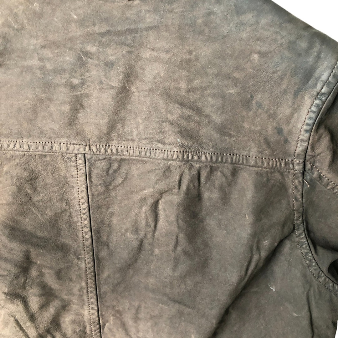 2000'S - NAUTICA Swing Top Leather Blouson, Men's Size M genuine leather brown type Vintage Second Hand