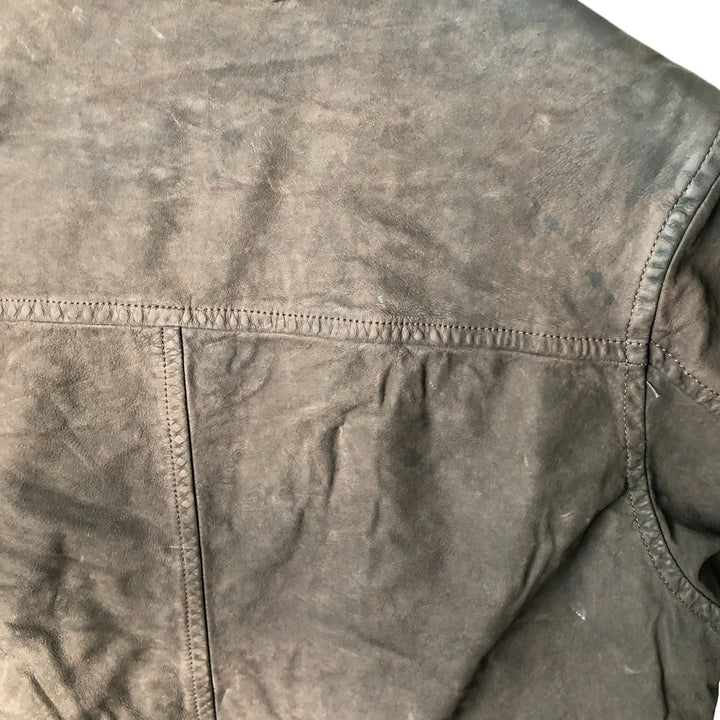 2000'S - NAUTICA Swing Top Leather Blouson, Men's Size M genuine leather brown type Vintage Second Hand