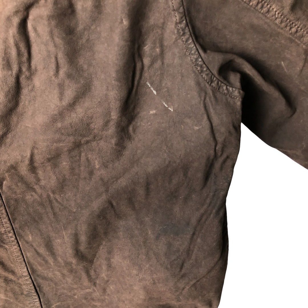 2000'S - NAUTICA Swing Top Leather Blouson, Men's Size M genuine leather brown type Vintage Second Hand