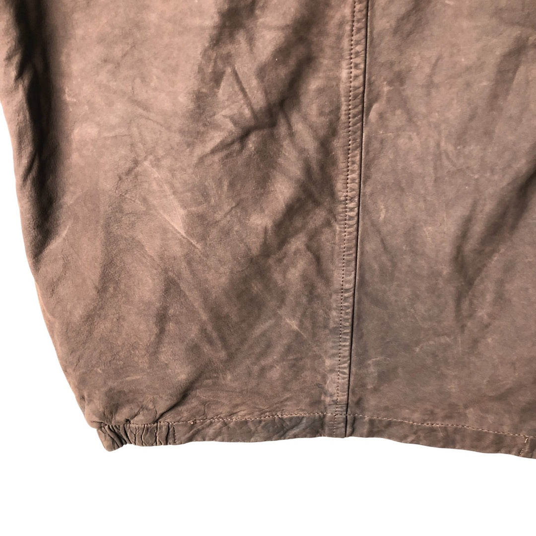 2000'S - NAUTICA Swing Top Leather Blouson, Men's Size M genuine leather brown type Vintage Second Hand