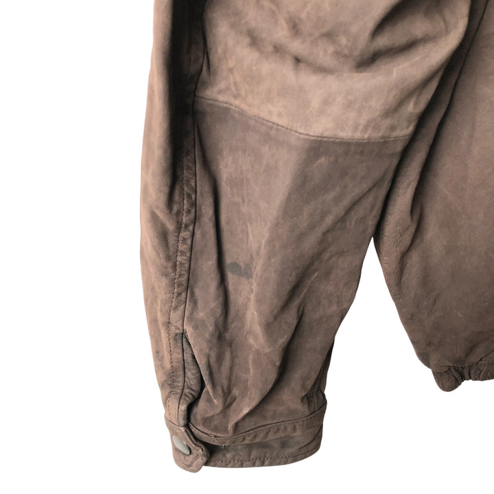 2000'S - NAUTICA Swing Top Leather Blouson, Men's Size M genuine leather brown type Vintage Second Hand