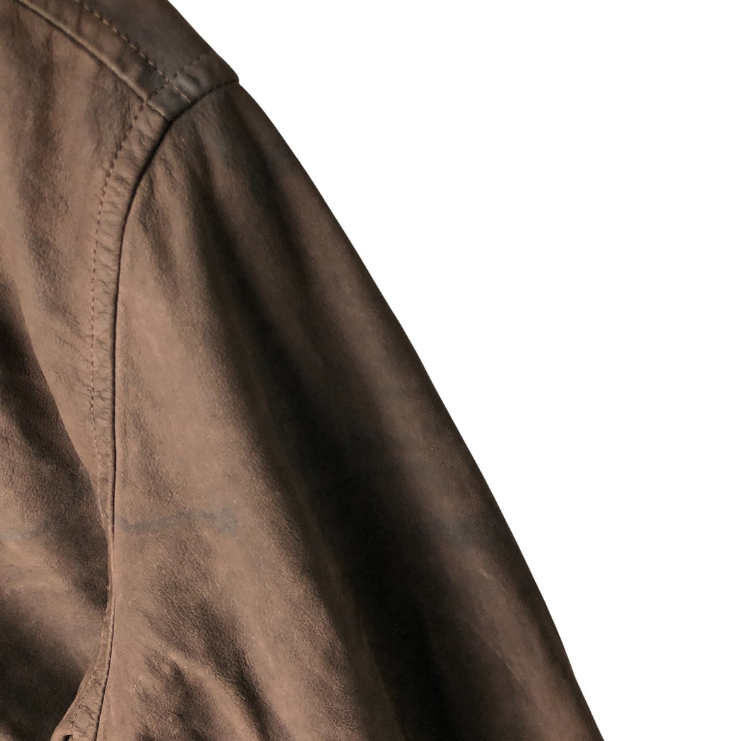 2000'S - NAUTICA Swing Top Leather Blouson, Men's Size M genuine leather brown type Vintage Second Hand