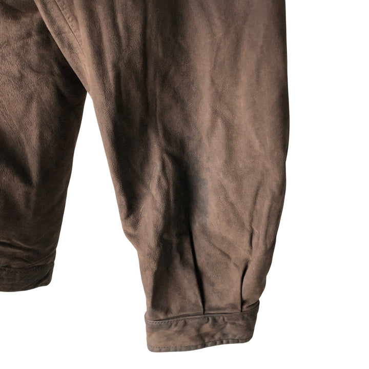 2000'S - NAUTICA Swing Top Leather Blouson, Men's Size M genuine leather brown type Vintage Second Hand