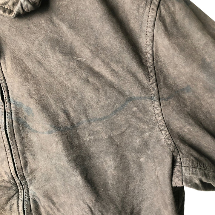 2000'S - NAUTICA Swing Top Leather Blouson, Men's Size M genuine leather brown type Vintage Second Hand