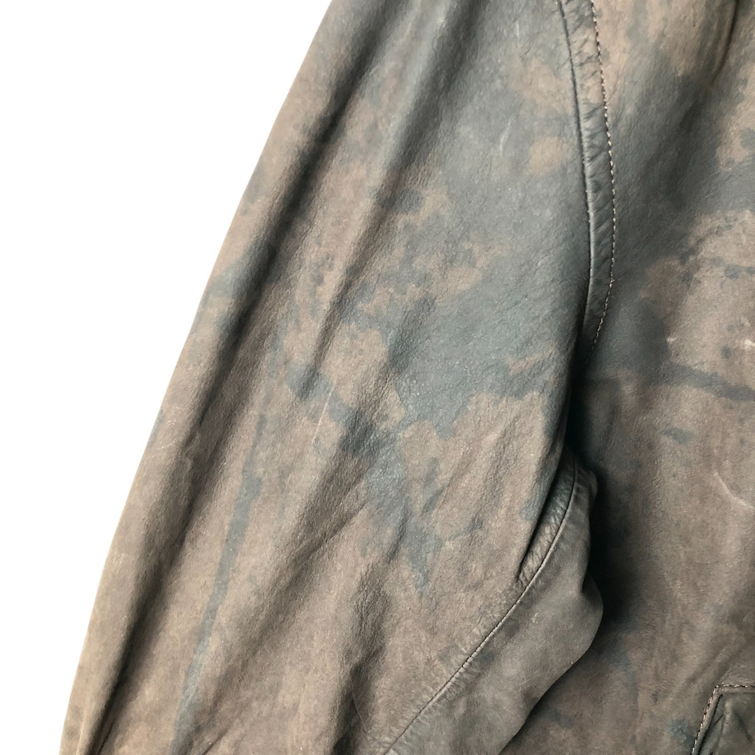 2000'S - NAUTICA Swing Top Leather Blouson, Men's Size M genuine leather brown type Vintage Second Hand