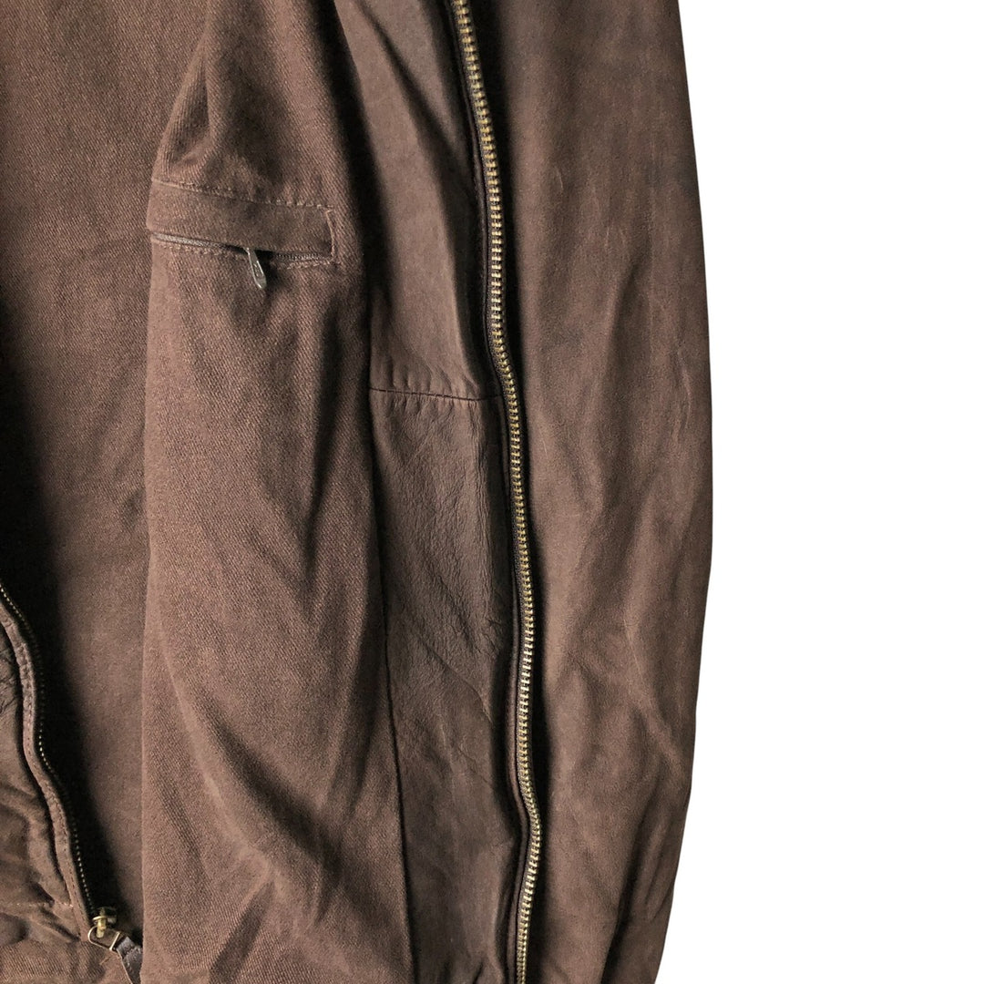 2000'S - NAUTICA Swing Top Leather Blouson, Men's Size M genuine leather brown type Vintage Second Hand