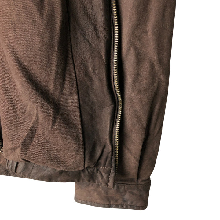 2000'S - NAUTICA Swing Top Leather Blouson, Men's Size M genuine leather brown type Vintage Second Hand