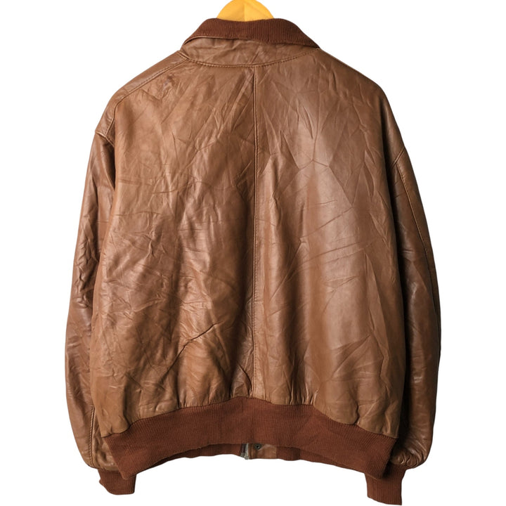 Vintage leather blouson, men's size XL genuine leather brown type Vintage Second Hand