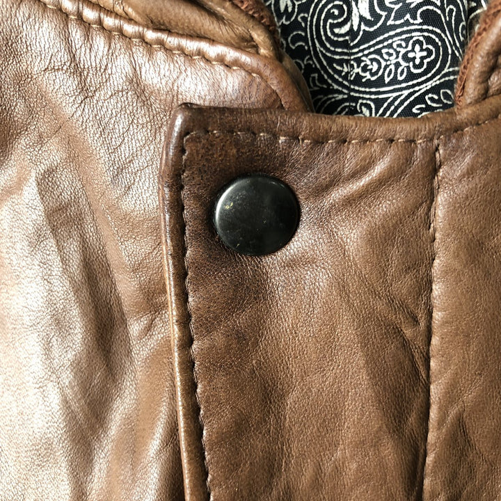 Vintage leather blouson, men's size XL genuine leather brown type Vintage Second Hand