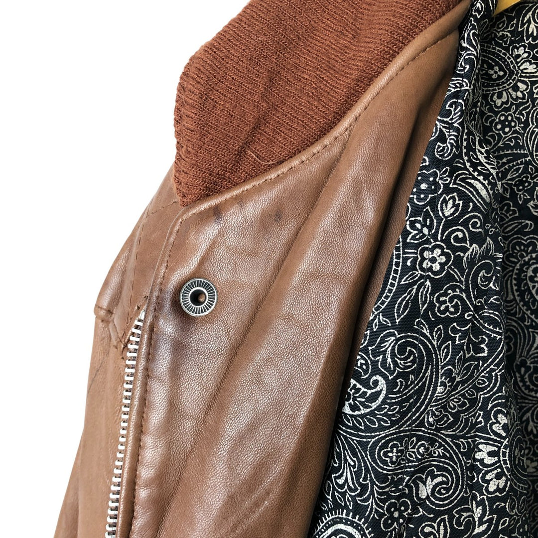 Vintage leather blouson, men's size XL genuine leather brown type Vintage Second Hand
