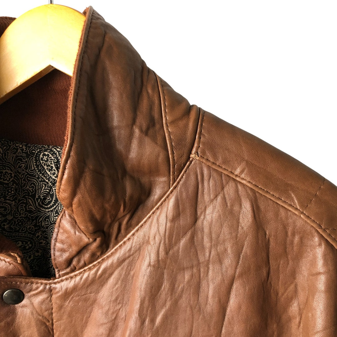 Vintage leather blouson, men's size XL genuine leather brown type Vintage Second Hand