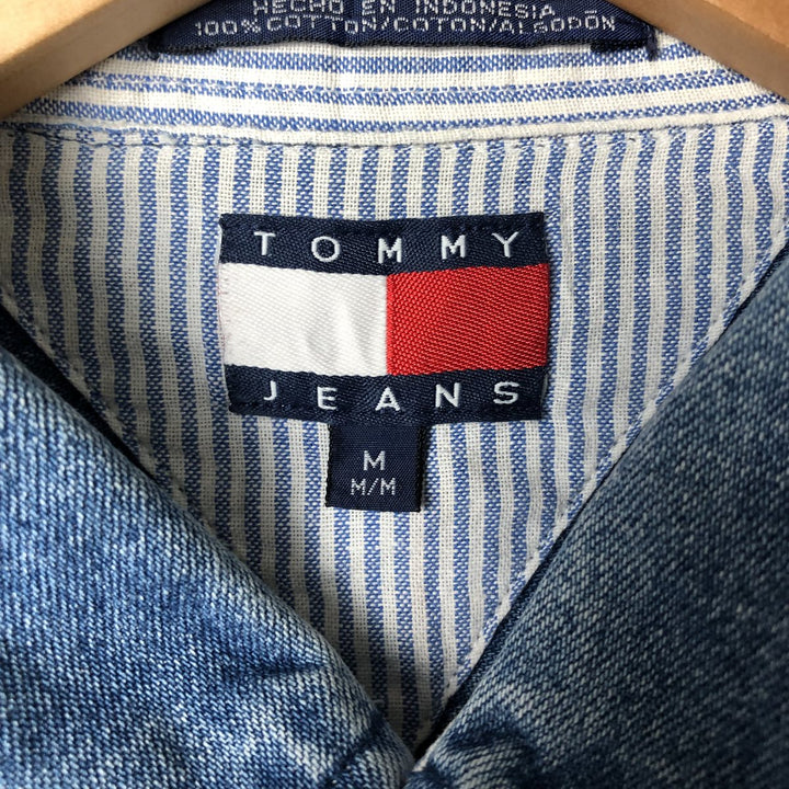 Vintage 90'S Tommy Hilfiger Jeans long-sleeved button-down denim shirt, size M, men's cotton blue type Vintage Second Hand