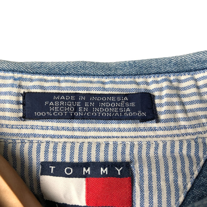 Vintage 90'S Tommy Hilfiger Jeans long-sleeved button-down denim shirt, size M, men's cotton blue type Vintage Second Hand