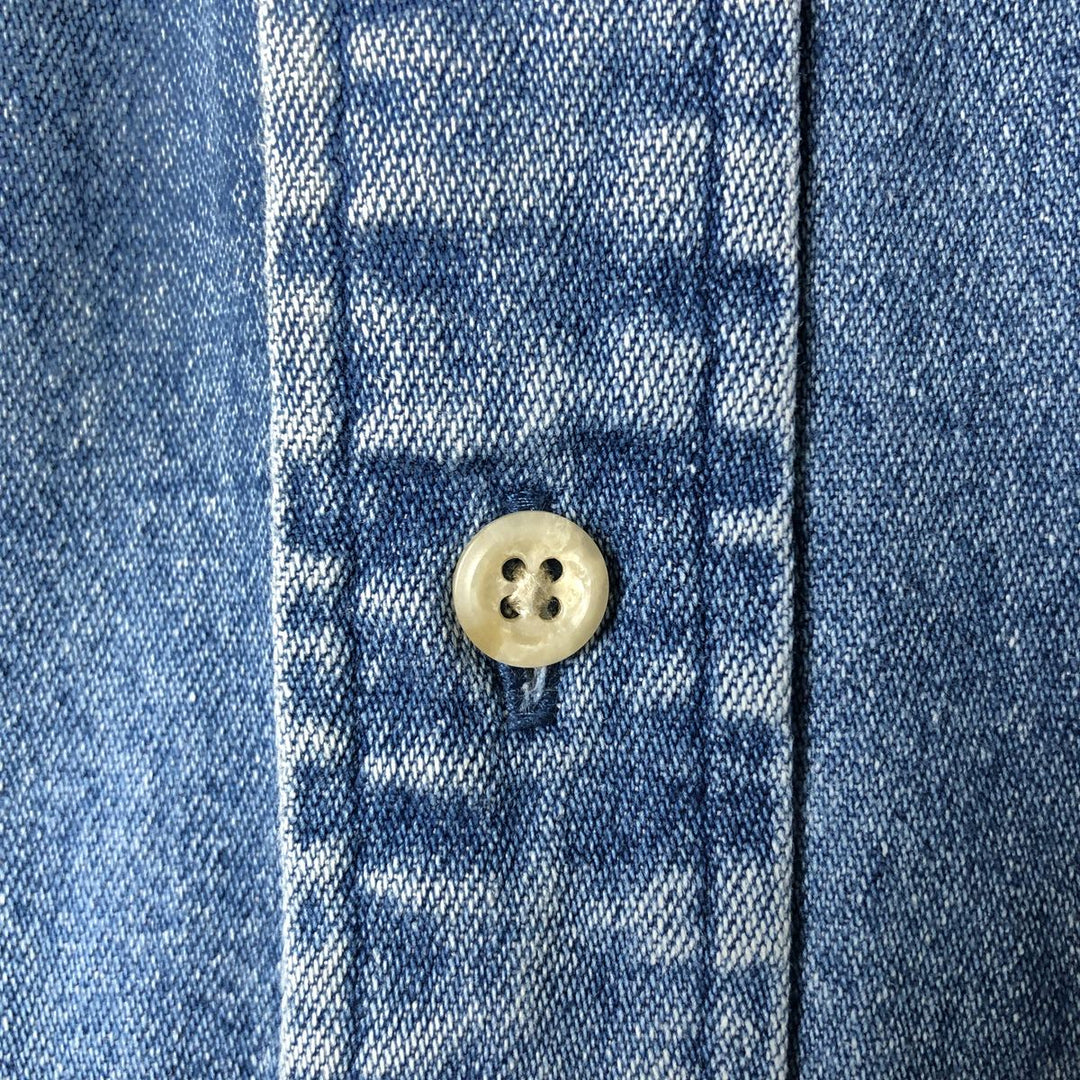 Vintage 90'S Tommy Hilfiger Jeans long-sleeved button-down denim shirt, size M, men's cotton blue type Vintage Second Hand
