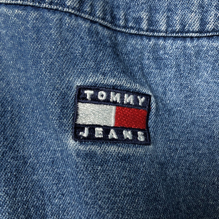 Vintage 90'S Tommy Hilfiger Jeans long-sleeved button-down denim shirt, size M, men's cotton blue type Vintage Second Hand