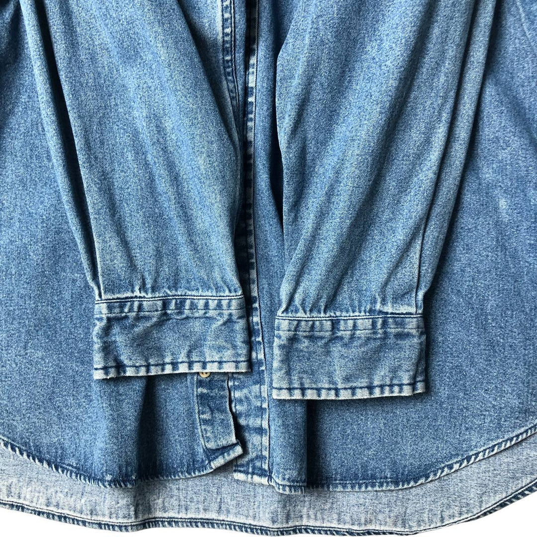 Vintage 90'S Tommy Hilfiger Jeans long-sleeved button-down denim shirt, size M, men's cotton blue type Vintage Second Hand
