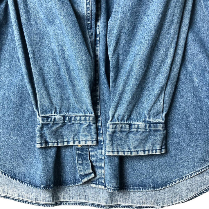 Vintage 90'S Tommy Hilfiger Jeans long-sleeved button-down denim shirt, size M, men's cotton blue type Vintage Second Hand