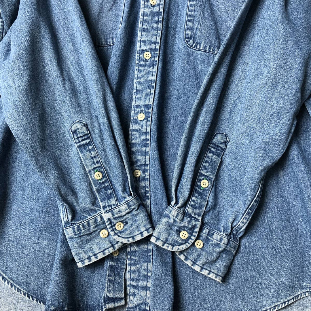 Vintage 90'S Tommy Hilfiger Jeans long-sleeved button-down denim shirt, size M, men's cotton blue type Vintage Second Hand