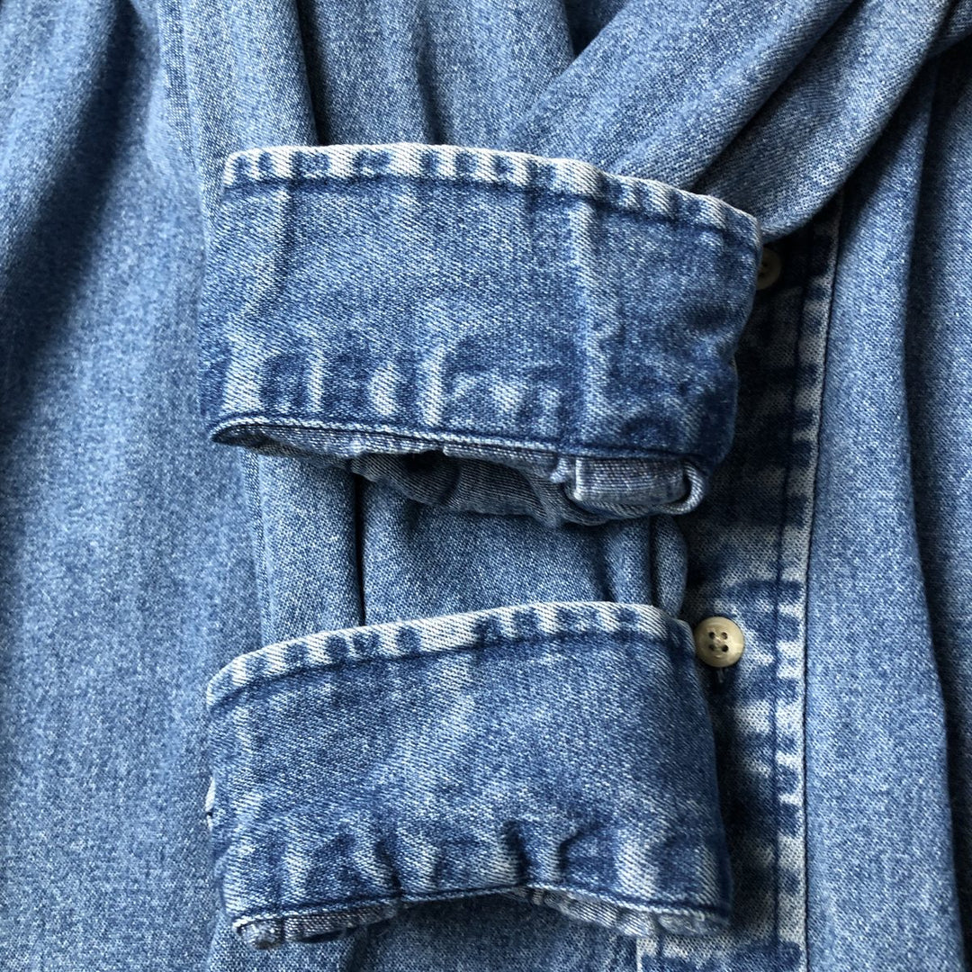 Vintage 90'S Tommy Hilfiger Jeans long-sleeved button-down denim shirt, size M, men's cotton blue type Vintage Second Hand
