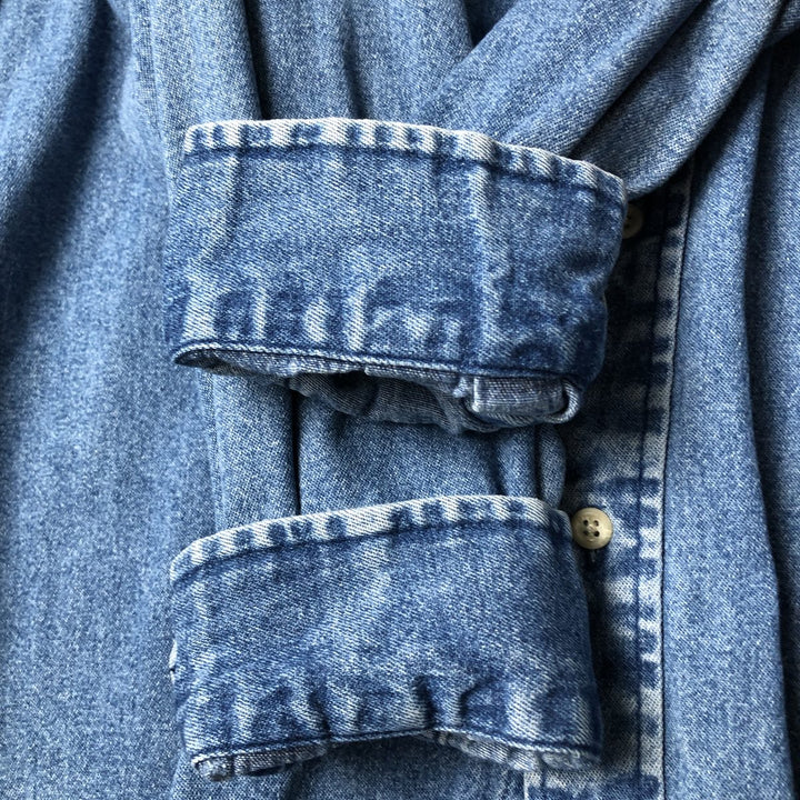Vintage 90'S Tommy Hilfiger Jeans long-sleeved button-down denim shirt, size M, men's cotton blue type Vintage Second Hand