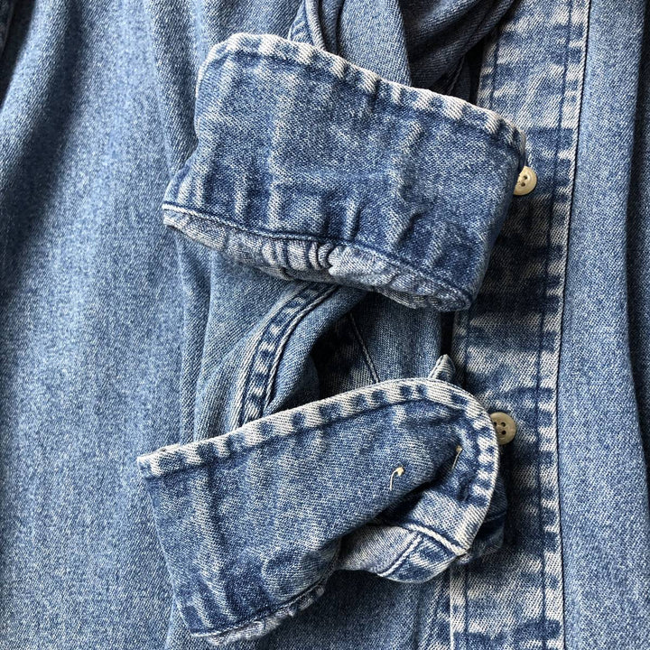 Vintage 90'S Tommy Hilfiger Jeans long-sleeved button-down denim shirt, size M, men's cotton blue type Vintage Second Hand
