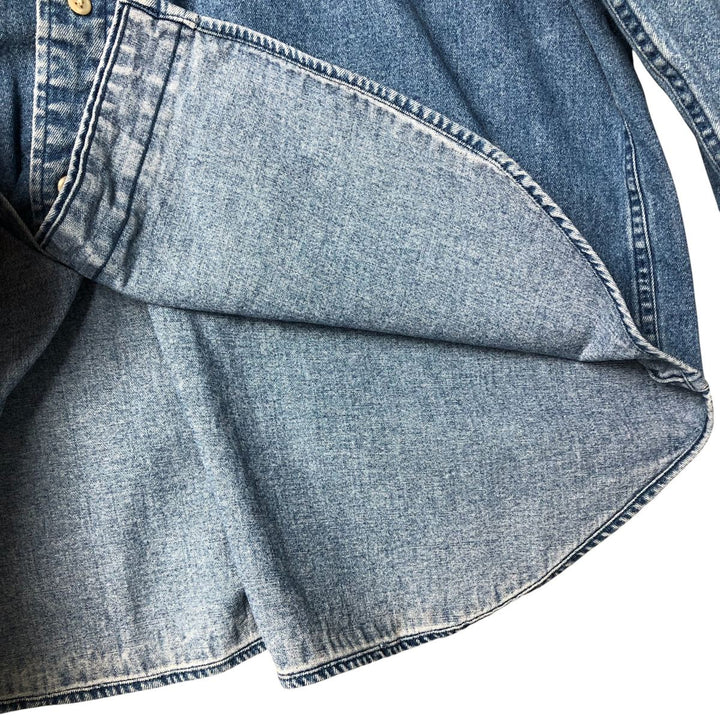 Vintage 90'S Tommy Hilfiger Jeans long-sleeved button-down denim shirt, size M, men's cotton blue type Vintage Second Hand