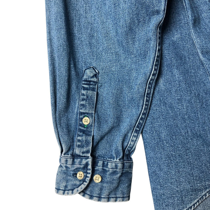 Vintage 90'S Tommy Hilfiger Jeans long-sleeved button-down denim shirt, size M, men's cotton blue type Vintage Second Hand