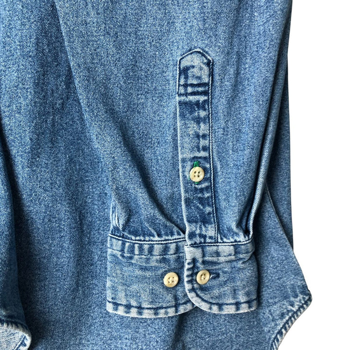 Vintage 90'S Tommy Hilfiger Jeans long-sleeved button-down denim shirt, size M, men's cotton blue type Vintage Second Hand
