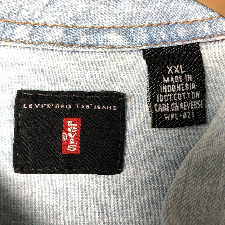 Levi's long-sleeved denim shirt, men's size XXL cotton Blue type light blue Vintage Second Hand