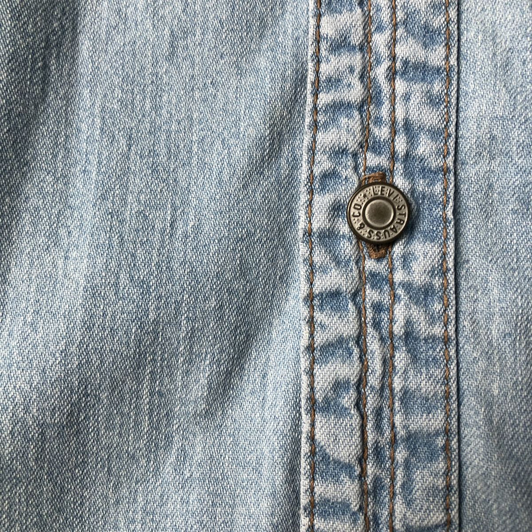 Levi's long-sleeved denim shirt, men's size XXL cotton Blue type light blue Vintage Second Hand