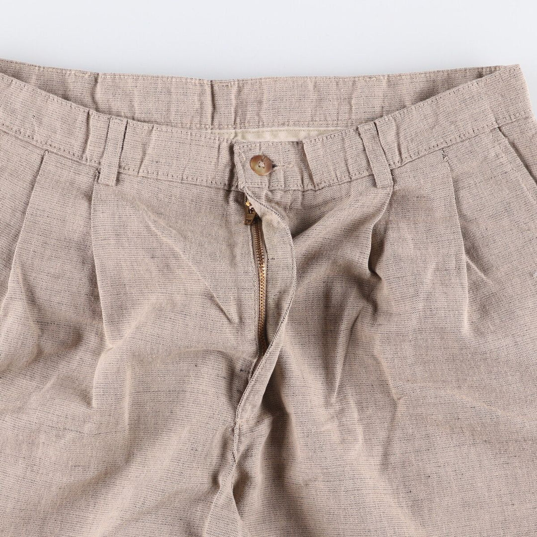 90'S - SAVAVE Two-pleat Linen and Cotton Slacks, Men's, Size 34, Vintage cotton Beige type Vintage Second Hand