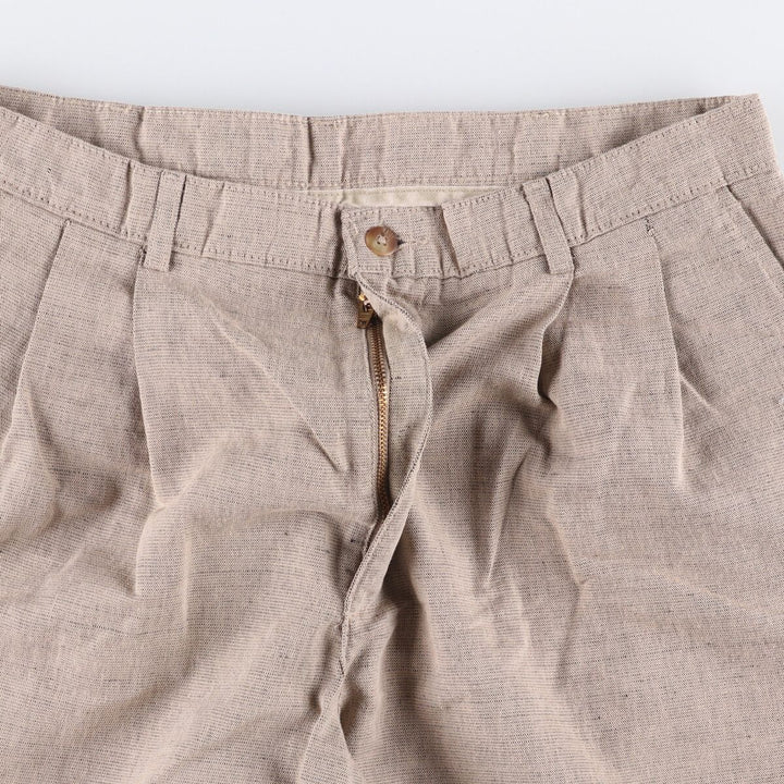 90'S - SAVAVE Two-pleat Linen and Cotton Slacks, Men's, Size 34, Vintage cotton Beige type Vintage Second Hand