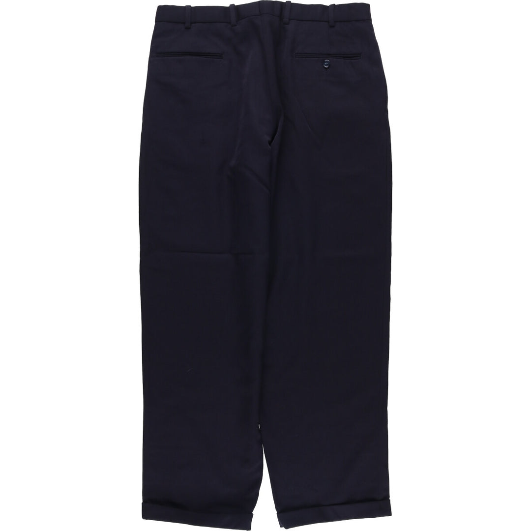 Two-pleat wool pants slacks for men, size W34 wool navy blue type Vintage Second Hand