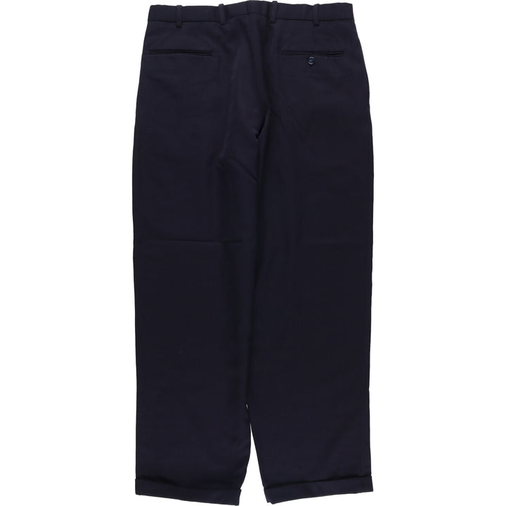Two-pleat wool pants slacks for men, size W34 wool navy blue type Vintage Second Hand