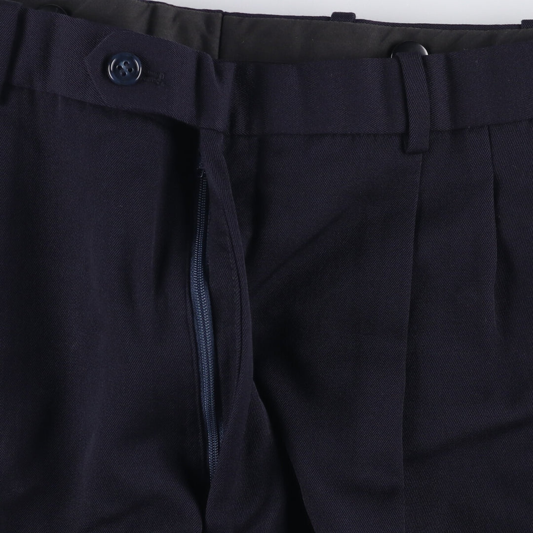 Two-pleat wool pants slacks for men, size W34 wool navy blue type Vintage Second Hand