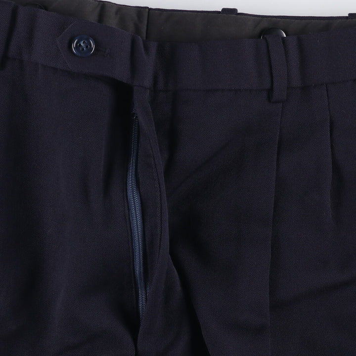 Two-pleat wool pants slacks for men, size W34 wool navy blue type Vintage Second Hand