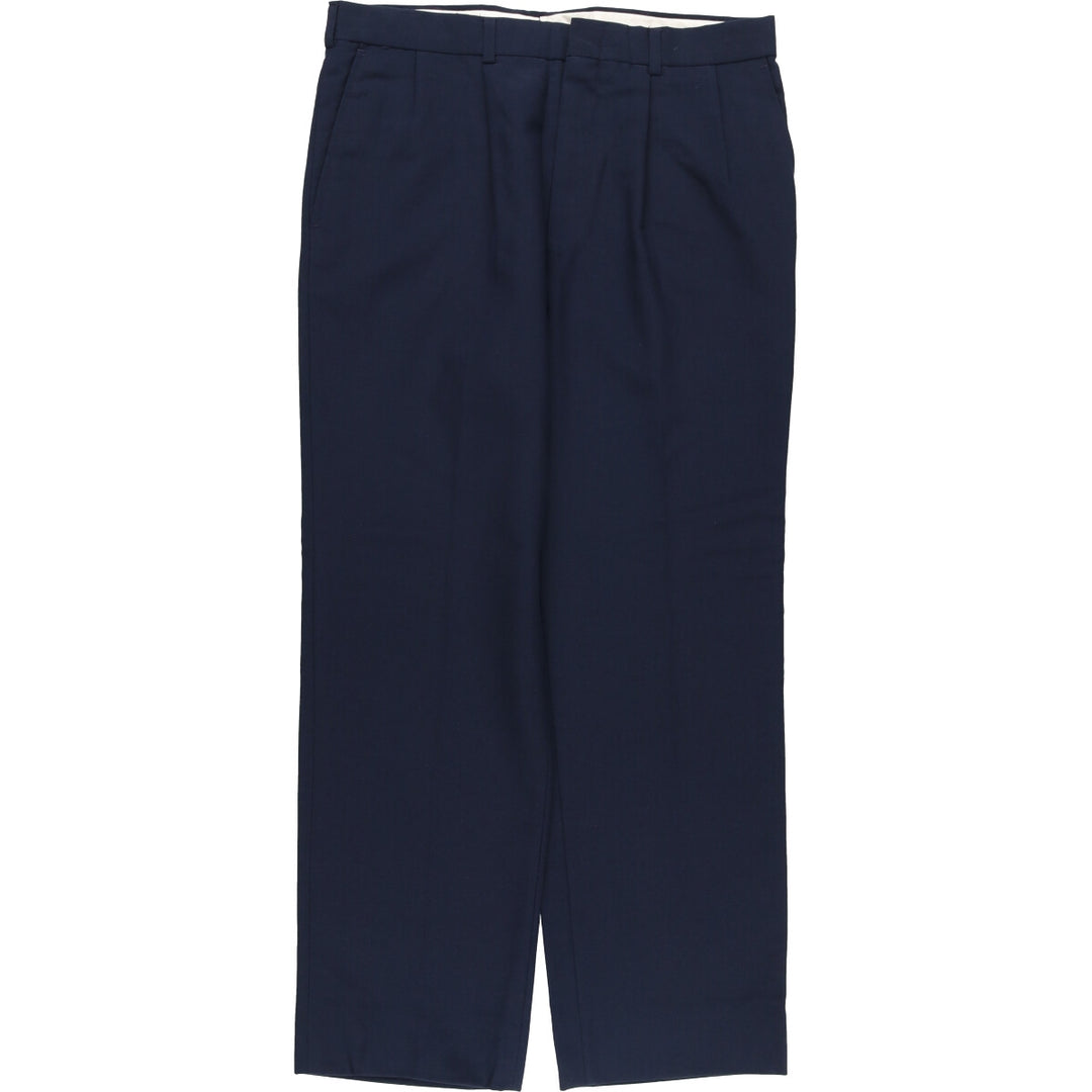 Two-pleat slacks pants for men, size W33 unclear navy blue type Vintage Second Hand