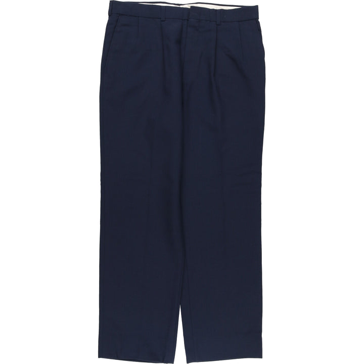 Two-pleat slacks pants for men, size W33 unclear navy blue type Vintage Second Hand