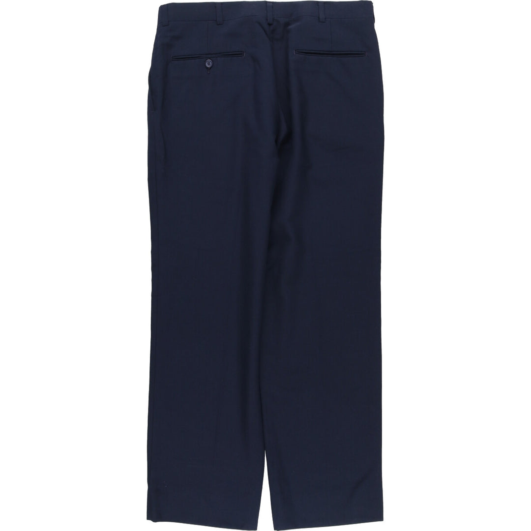 Two-pleat slacks pants for men, size W33 unclear navy blue type Vintage Second Hand